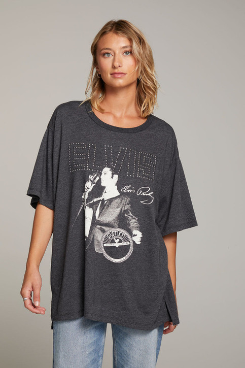 Chaser Women's Sun Records Elvis Oversized Tee in black colorway