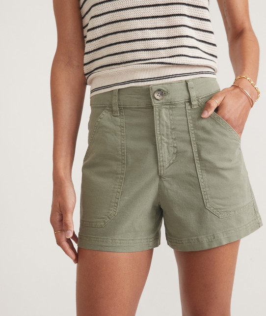 Marine Layer Women's Maya Utility Shorts in Olive colorway