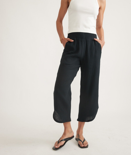 Marine Layer Women's Cali Double Cloth Pants in Black colorway