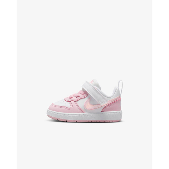 The Nike Toddlers' Court Borough Low Recraft Shoes in White and Pink Foam