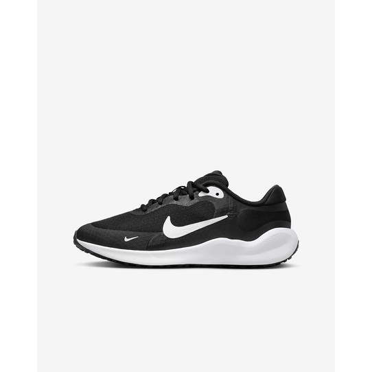 The Nike Big Kids' Revolution 7 Running Shoes in Black and White