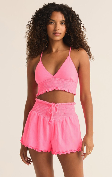 Set t-shirt e shorts in cotone in Neon Pink colorway