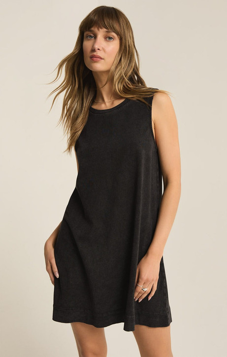 Z Supply Women's Sloane Tank Mini Dress in Black colorway