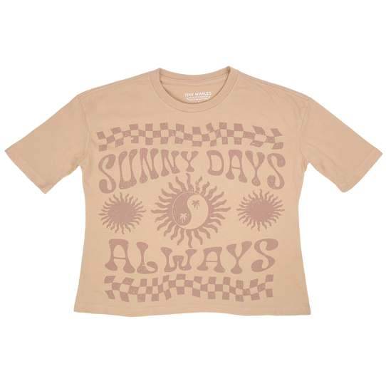 Tiny Whales Girls' Sunny Days Tee in Toast colorway