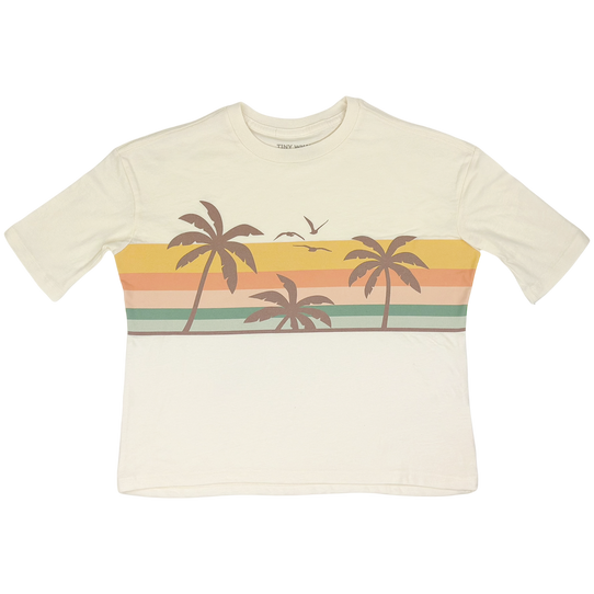 Tiny Whales Girls' Vacation Tee in Natural colorway
