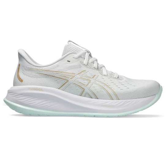 The Asics Women's Gel-Cumulus 26 Running weather Shoes  in White and Pale Mint