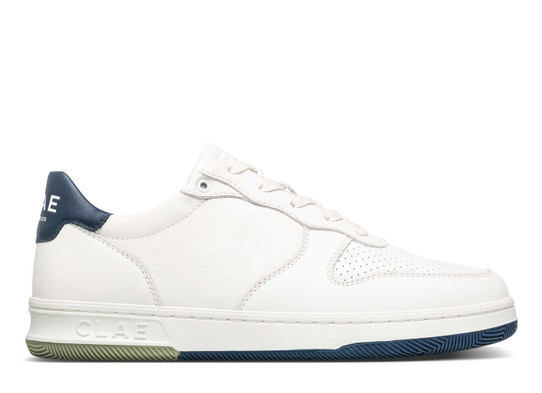 Clae Men's Malone Sneakers in White Leather Denim