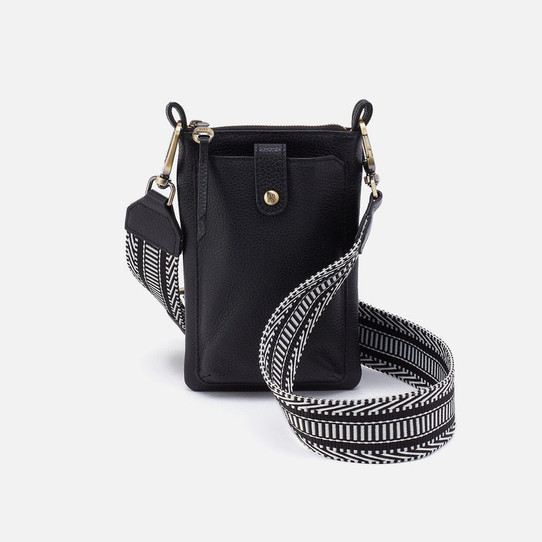 Hobo Cass Phone Crossbody Pebbled Leather Bag in Black