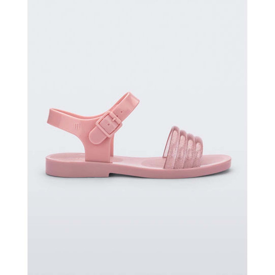 The Mini Melissa Mar Wave Sandal in the pink glitter colorway