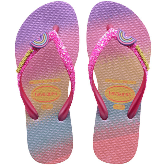 The Havaianas Kids' Slim Glitter II Flip Flops in the Pink Lemonade Colorway