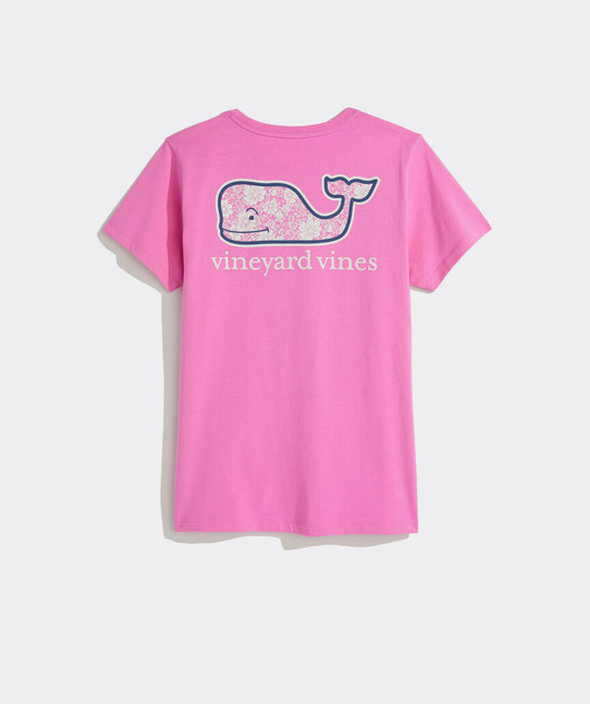 Vineyard Vines Women's Soleil Ditsy Whale Pocket T-Shirt in Tea Rose colorway