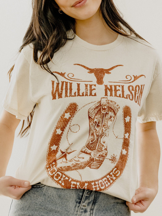 Livy Lu Willie Nelson UT Hook 'Em Boots T-Shirt