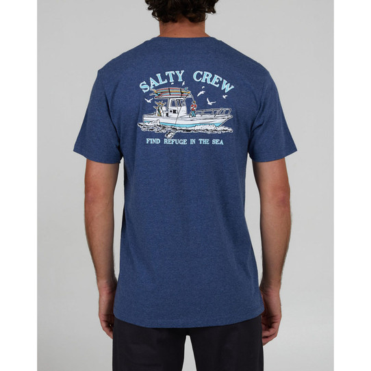 The Salty Crew Miu Miu drill embroidered-logo baseball cap in Navy Heather