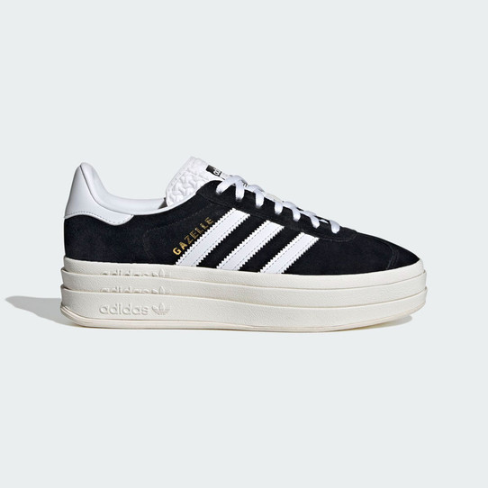 The Adidas Women's Gazelle Bold Shoes in Black and White The Adidas Women's Gazelle Bold Shoes in Black and White