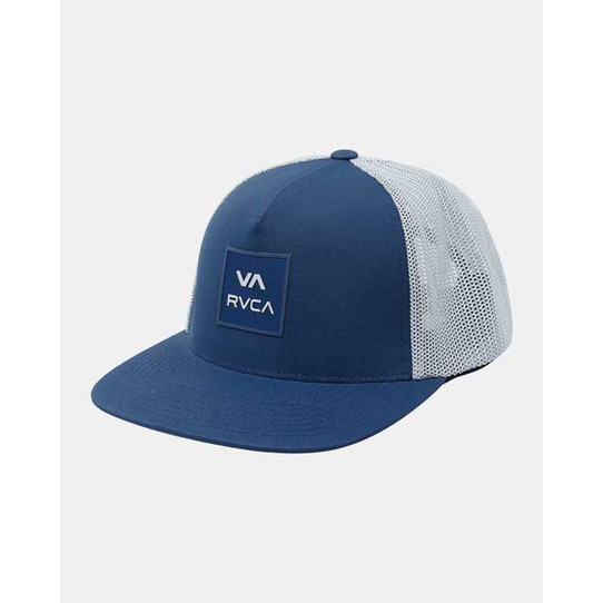 The RVCA Men's All the Way Tech Trucker Hat in Slate Blue