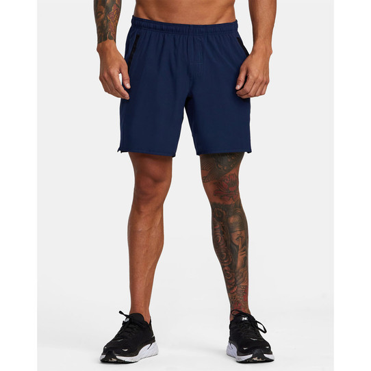 The RVCA Men's Yogger Stretch 17 inch  Athletic Shorts in Midnight Navy