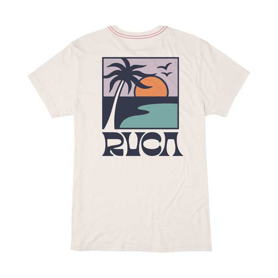 The RVCA Boys' Palm Set Tee in Antique White