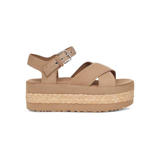 The Ugg Women's Aubrey Ankle Platform Sandals in the Sand Colorway