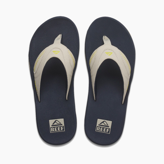 Reef Men's Fanning Sandals in Navy/Oak/Lime colorway