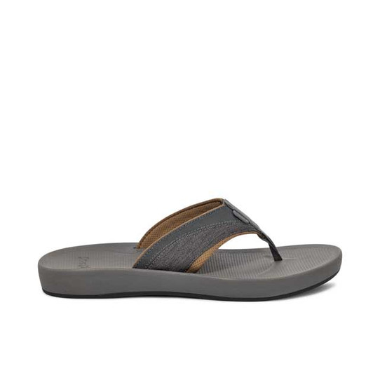 The Sanuk Men's Cosmic Seas Mesh Flip Flops in Dark Grey