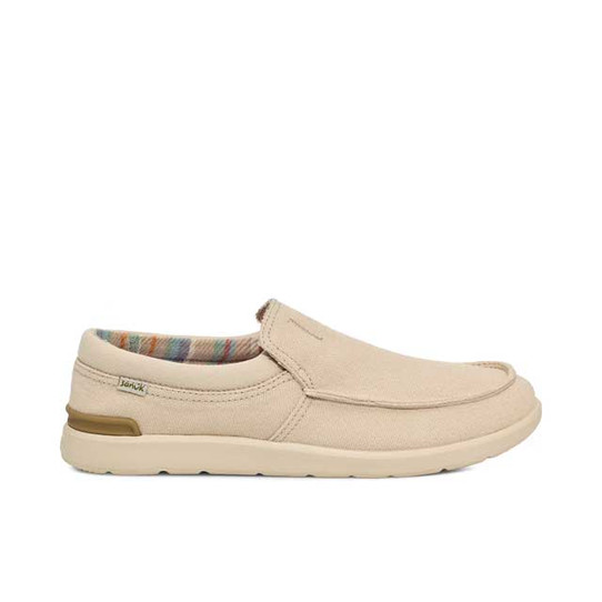 The Sanuk Men's Hangout Lite Slip-On Shoes in the Oatmeal Colorway