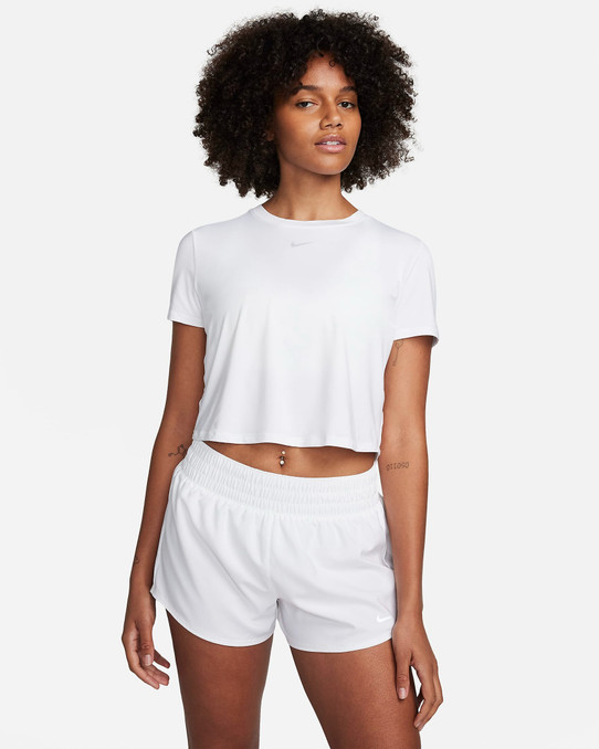 Nike Women's One Classic Dri-FIT Cropped Top in White colorway