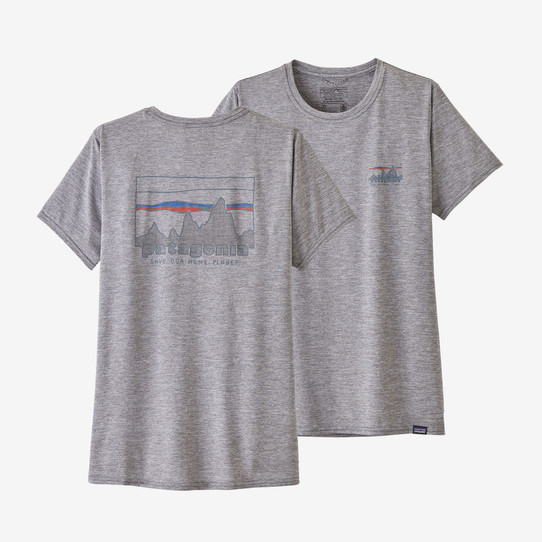 Patagonia Women's Capilene Cool Daily Graphic Shirt in Feather Grey detail view