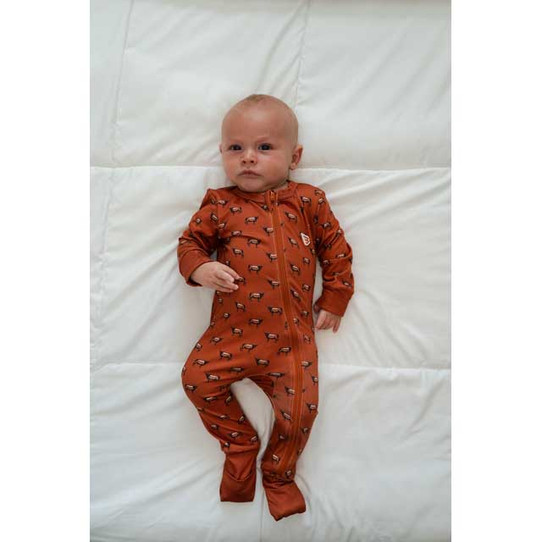 Burlebo Infants' Full Zip Onesie in Longhorn Pattern front view