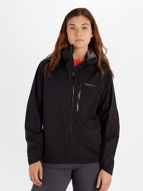 Marmot Women's Superalloy Bio Rain Jacket Black worn view