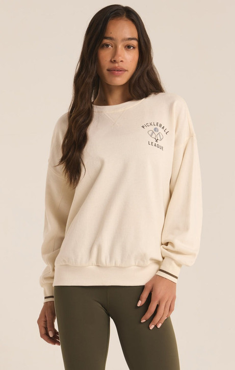 Z Supply Women's Pickleball Sweatshirt in Sandstone colorway