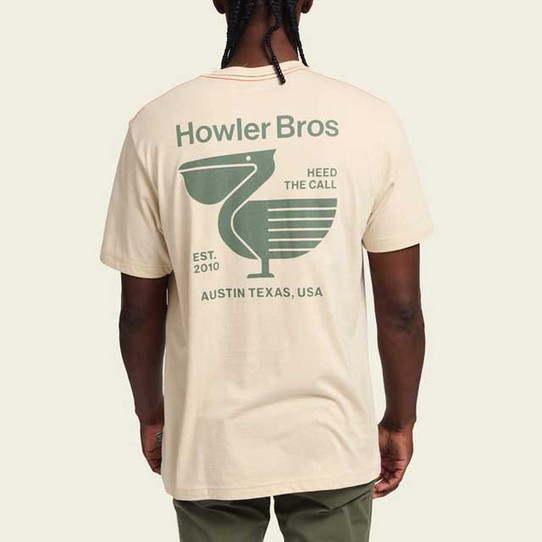 The Howler Brothers Men's Pelican Postage Pocket Tee in Sand Heather