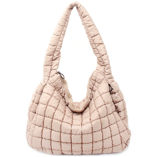 Quilted Carryall Tote Bag in Sand