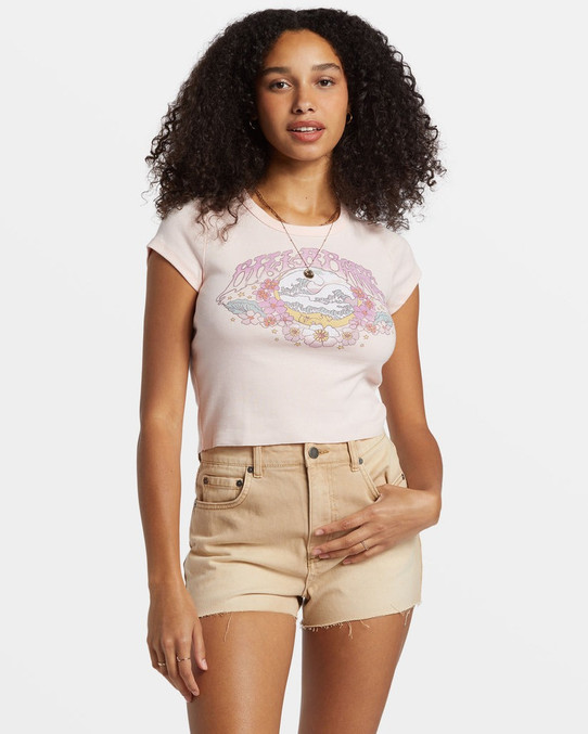 Billabong Women's Brighter Days Ahead Crop Tee in Feelin Peachy