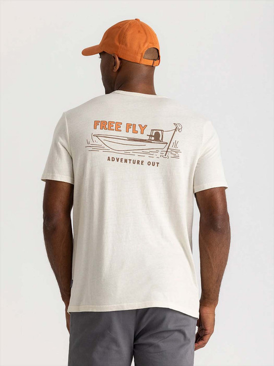 The Free Fly Men's Lazy Tides Pocket Tee in Heather Birch