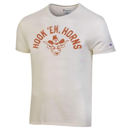 Texas Longhorns Men's Hook 'Em Horns Tee in White Alabaster