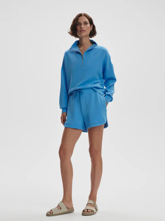 Varley Women's Hawley Half Zip Sweat Pullover in Azure Blue