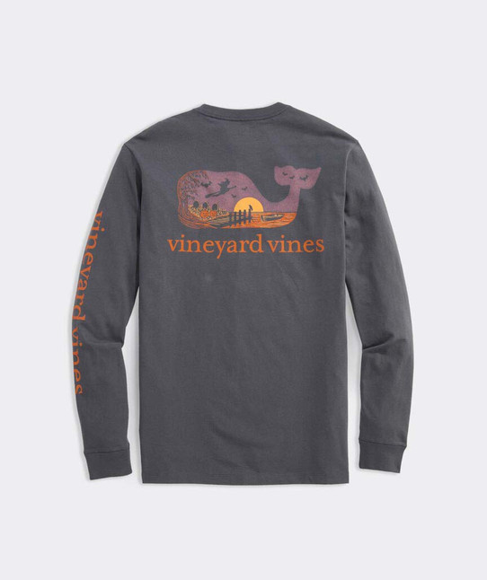 The Vineyard Vines Men's Halloween Whale Long Sleeve Tee in Evening Sky