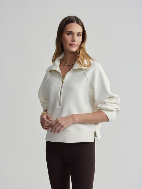 Varley Women's Milano Half Zip Sweat Pullover in Ivory