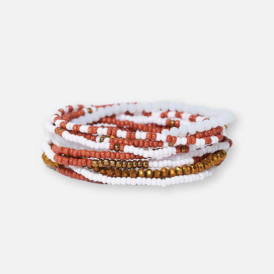 Ink & Alloy Game Day Color Block Beaded Bracelets  in Burnt Orange