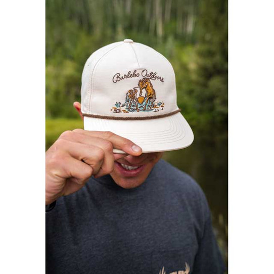 Burlebo Men's Cowboy Up Snapback Hat Putty White front view