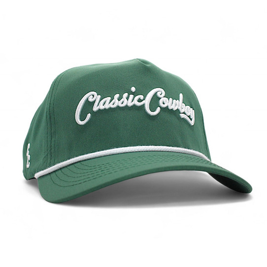 Classic Cowboy The Caddie Roper Snapback Hat in Green/White
