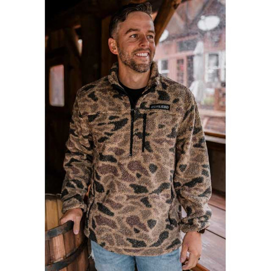 The Burlebo Men's Sherpa Quarter Zip Jacket in the Rocky Mountain Pattern The Burlebo Men's Sherpa Quarter Zip Jacket in the Rocky Mountain Pattern