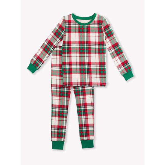Ruffle Butts Dashing Plaid PJ Set in White