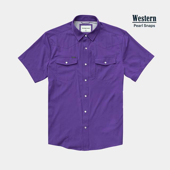 Poncho Outdoors Billy Bob Western Snapshirt Purple full length view