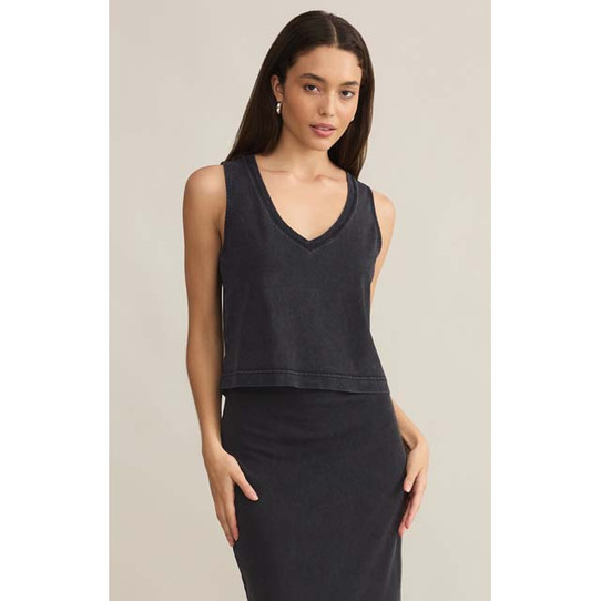 Z Supply Women's Sloane V-Neck Top in Black