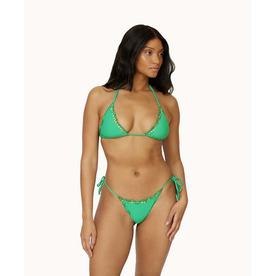 PilyQ Women's Clover Lettuce Edge Bikini Bottoms