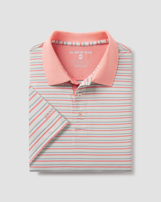 Southern Shirt Men's Tucker Stripe Polo Sandbar front view