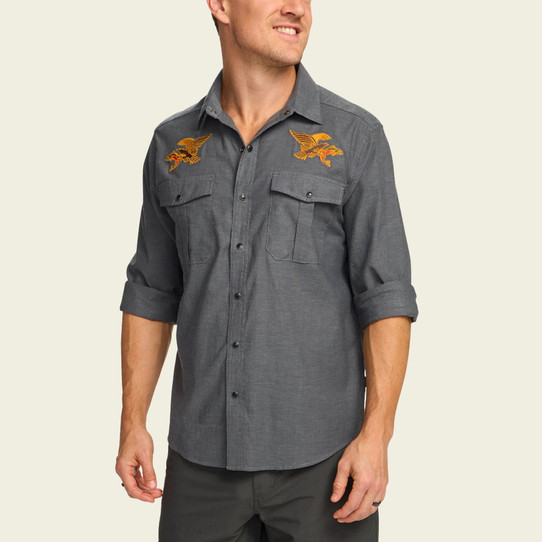 The Howler Brothers Men's Gaucho Snapshirt in Grey
