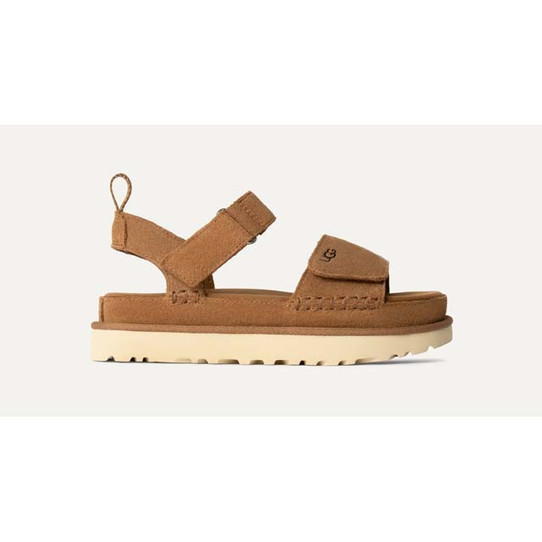 The Ugg Women's Goldenstar Platform Sandals in Chestnut Suede