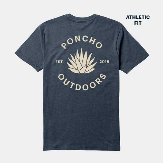Poncho Outdoors Men's Agave Tee in Navy back view